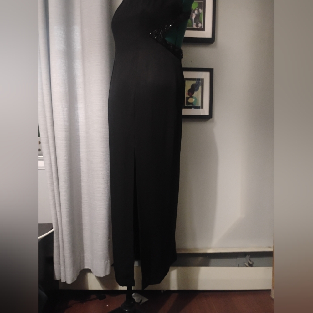 Dave & Johnny Sequin Accent Open Back Black Formal Dress Sz 7 8 - Picture 6 of 14